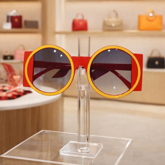 Super Sunglasses Accessories - Sunglasses Women Red and‎ Yellow Large Round Shades